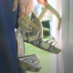Oscar de la Renta Snakeskin Wedges